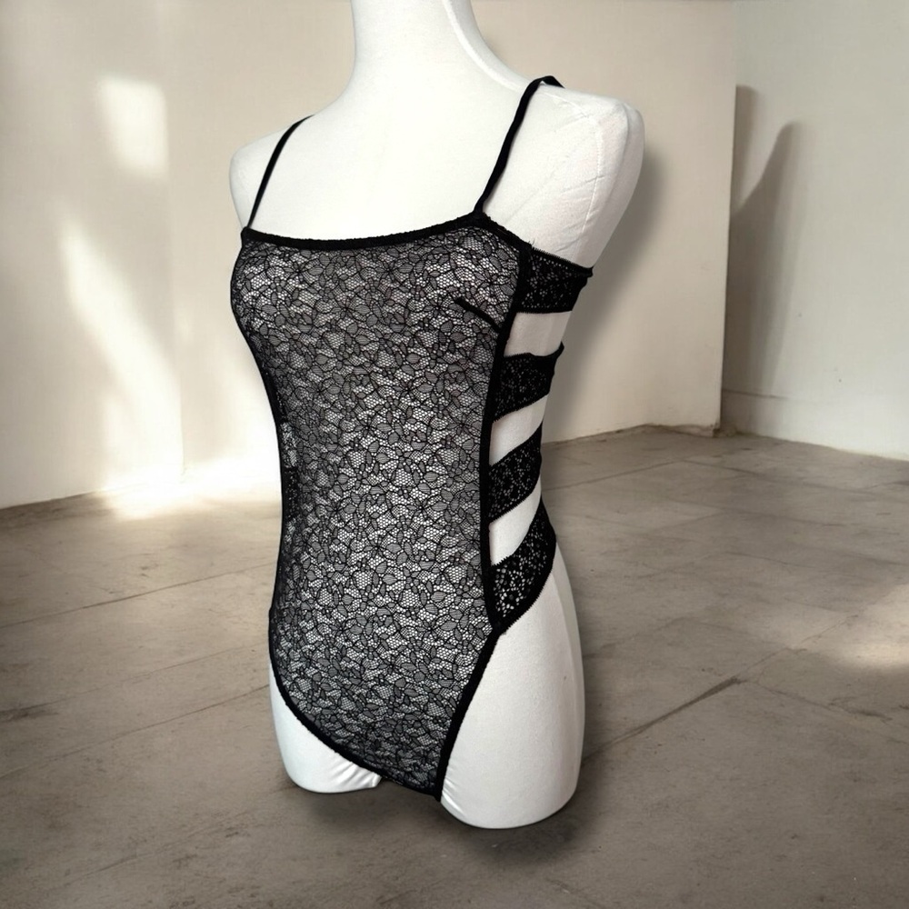 Victoria secret Black Lace Strappy Bodysuit S